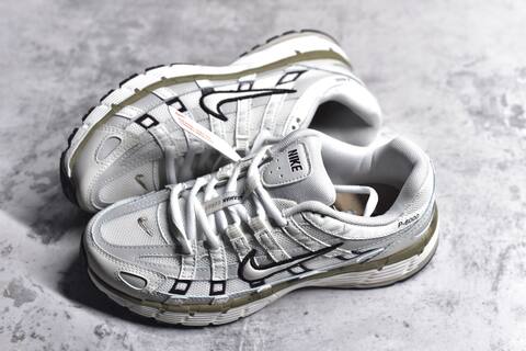 Nike P-6000 White Light Grey Olive Brown Running Shoe (BS-59682)