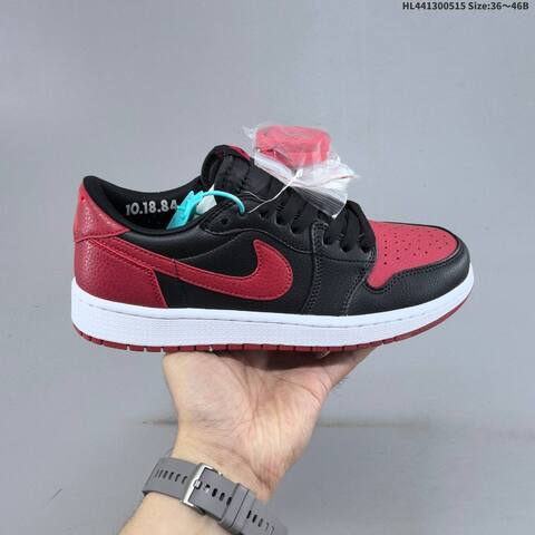 Jordan Air Jordan 1 Low OG Black Red White 36 46B Casual - Women's (BS-65950)
