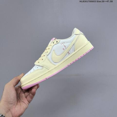 Nike Air Jordan 1 Low x Travis Scott White Pink Cream Pastel 36 47 5 Lifestyle - Unisex (BS-65813)