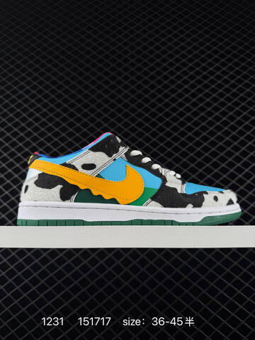 Nike SB Dunk Low Pro QS Chunky Dunky CU3244-100 Blue White Black Yellow Green EU 36-45 5 Skate - Unisex (BS-73363)