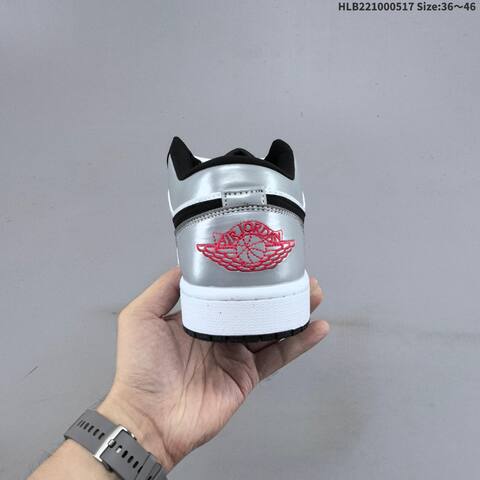 Jordan Air Jordan 1 Low Black White Silver Red 36 46 Casual - Unisex (BS-65947)