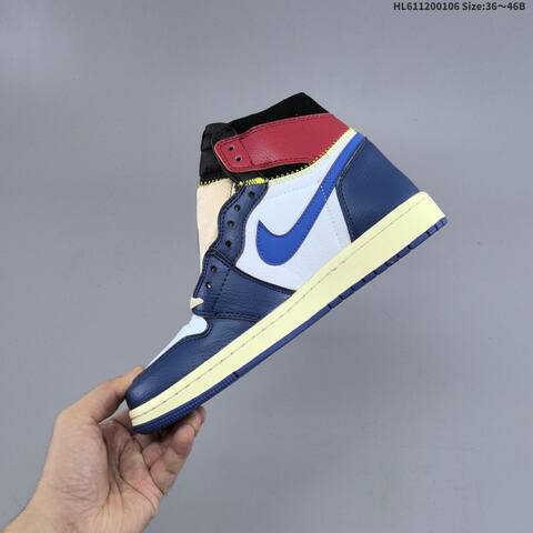 Jordan Air Jordan 1 Retro High Blue White Black Burgundy 36 46B Lifestyle - Women's (BS-67086)