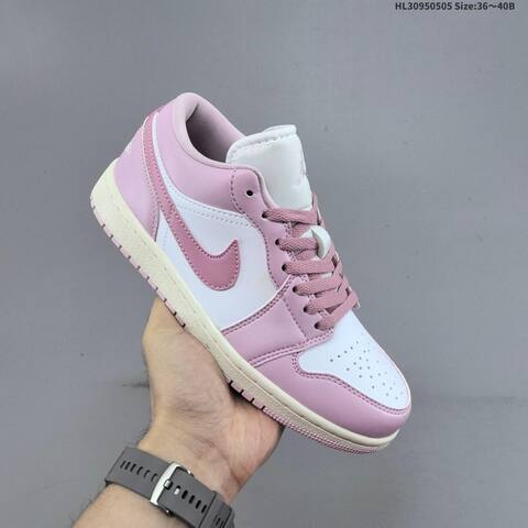 Nike Air Jordan 1 Low Pink And White 36 40B Casual - Women s BS-66029