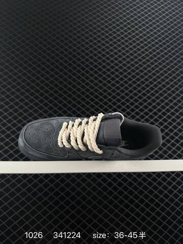 Nike Air Force 1 07 Black Dark Grey Suede With Cream Laces EU 36-45 Lifestyle - Unisex (BS-74550)