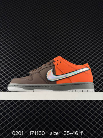Nike SB Dunk Low Brown Orange With Iridescent Silver Swoosh 35-46 5 Skate - Unisex (BS-72867)