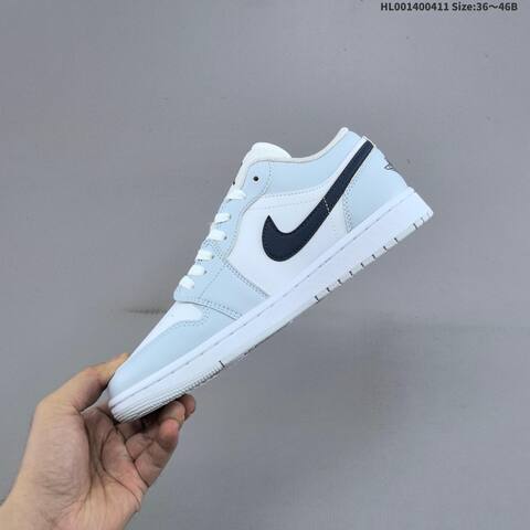Jordan Air Jordan 1 Low White Light Blue Navy 36 46B Casual - Women's (BS-66244)