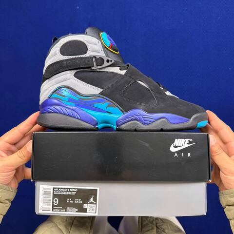 Jordan Air Jordan 8 Retro 305381 006 Black Grey Bright Concord Aqua EU 42 5 Basketball Shoe - Men s BS-87307