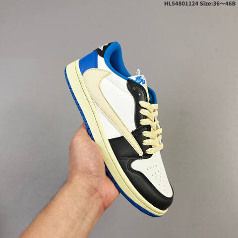 Jordan Air Jordan 1 Low x Travis Scott DM7866-140 White Yellow Blue EU 36-46 Casual - Unisex (BS-63169)