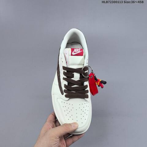 Nike Air Jordan 1 Low White Brown Red 36 45 Lifestyle - Unisex (BS-66995)