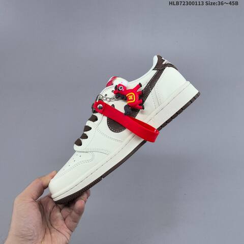 Nike Air Jordan 1 Low White Brown Red 36 45 Lifestyle - Unisex (BS-66995)
