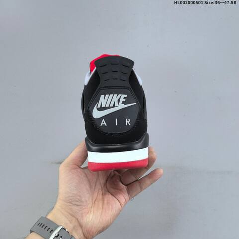Jordan Air Jordan 4 Retro Bred Black Fire Red Cement Grey White EU 36-47 5 Basketball - Unisex (BS-66065)