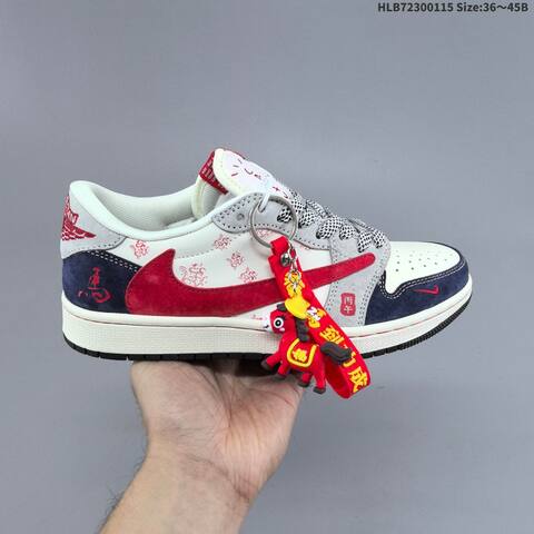 Jordan Travis Scott x Air Jordan 1 Low Sail Red Navy Grey EU 36-45 Casual - Unisex (BS-66963)