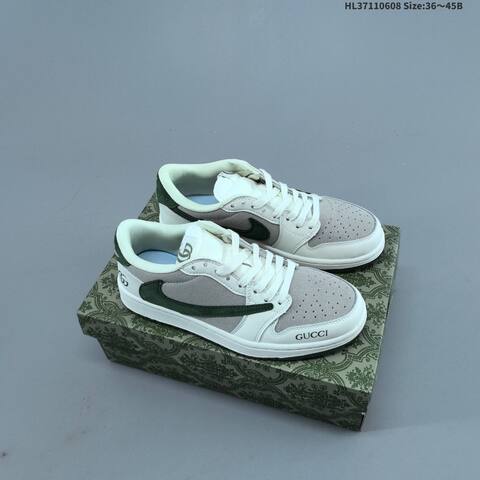 Gucci Nike Air Jordan 1 x Travis Scott AIR JORDAN DIY White Grey Green (BS-65796)