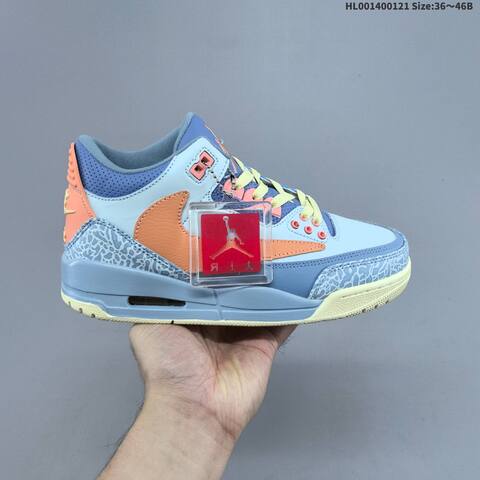 Jordan Air Jordan 3 Retro Light Blue Pink Peach Neon Yellow 36 46B Basketball - Women's (BS-66896)