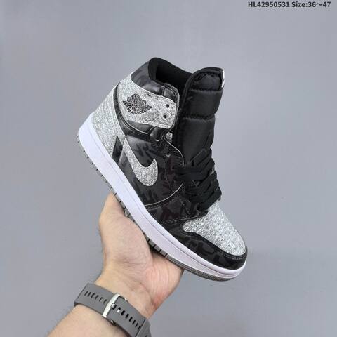 Jordan Air Jordan 1 Retro High OG Black White Gray Purple 36 47 Casual - Unisex (BS-65835)