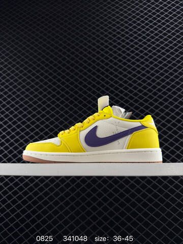 Jordan Travis Scott x Air Jordan 1 Low Yellow White Purple Sail Gum Brown EU 36-45 Sneaker - Unisex (BS-80837)