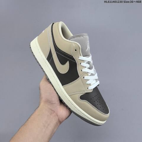 Nike Air Jordan 1 Low Black Grey Beige White 36-46 Lifestyle - Unisex (BS-67172)