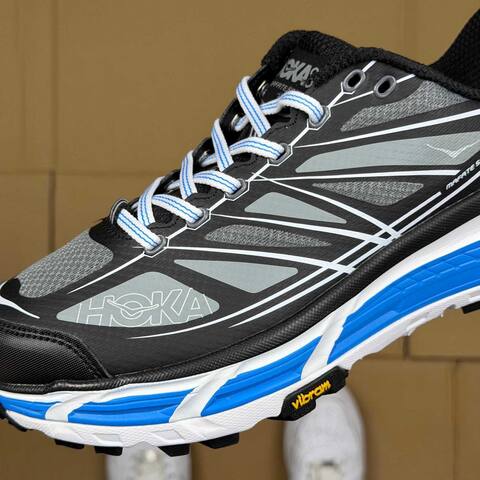 HOKA ONE ONE Mafate Speed 2 Black Grey Blue White Trail Shoe Trail Running Sneakers (BS-86893)
