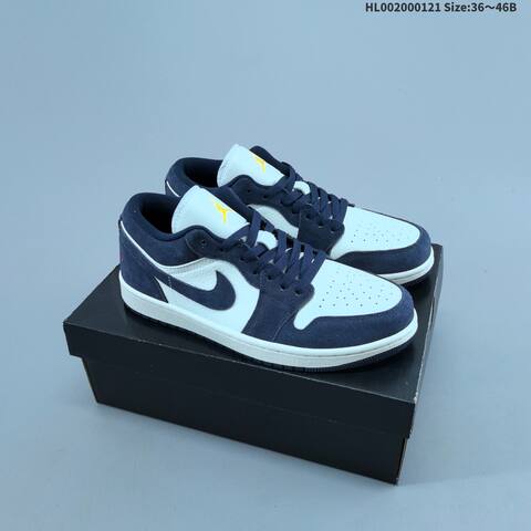 Jordan Air Jordan 1 Low Obsidian Suede White Navy 36 46B Casual - Women's (BS-66895)