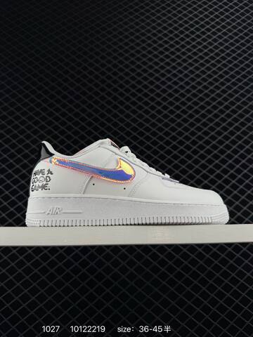 Nike Air Force 1 Low 07 White Gray With Blue Iridescent And Green Accent Colorways 36-45 Casual - Unisex (BS-74526)