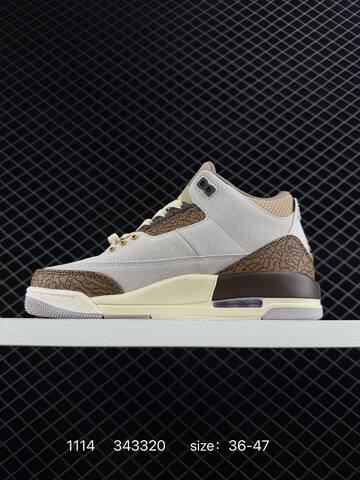 Jordan Air Jordan 3 Retro Light Grey Beige Brown Cream Gold EU 36-47 Basketball Shoe - Unisex BS-80285