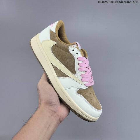 Nike Air Jordan 1 x Travis Scott Brown White Pink 36 46B Lifestyle - Women's (BS-67111)