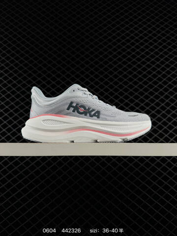 HOKA ONE ONE Bondi 8 Grey White Red EU 36-40 Running Shoe Running Sneakers - Unisex (BS-86216)