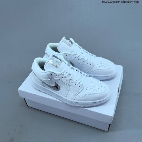 Jordan Air Jordan 1 Low White Metallic Silver 36 46B Casual - Women's (BS-66046)