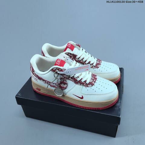 Nike Air Force 1 07 Low White Beige Brown Black Red EU 36-45 Sneaker - Unisex BS-61650
