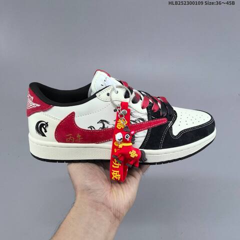 Nike Air Jordan 1 White Black Red 36 45B Basketball - Women's (BS-67035)