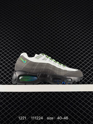 Nike Air Max 95 Gray Silver And White Black Gray And White With Volt Blue Accents EU 40-46 Running - Men's (BS-73552)