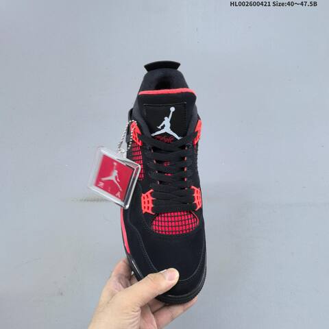 Jordan Air Jordan 4 Retro Black Red 40 47 5 Basketball - Men's (BS-66102)