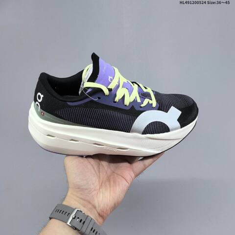 On Cloudboom Volt Black Purple White Neon Yellow EU 36-45 Running Shoe Running Sneakers - Unisex (BS-69526)