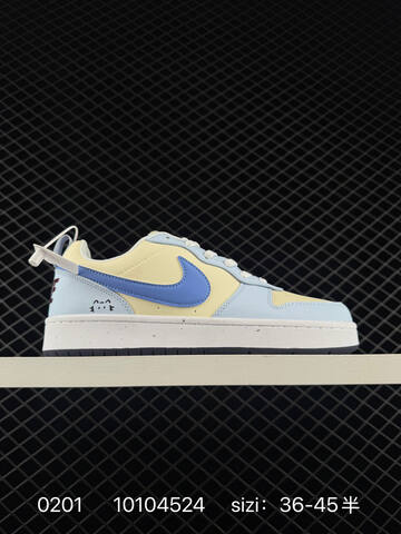 Nike Court Borough Low 2 White Gray With Blue Swoosh And Yellow Variant EU 36-45 Casual - Unisex (BS-72855)