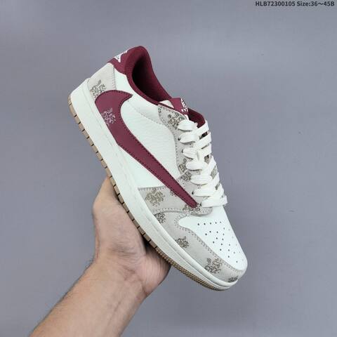 Jordan Air Jordan 1 Low x Travis Scott Sail Burgundy EU 36-45 Casual - Unisex (BS-67089)