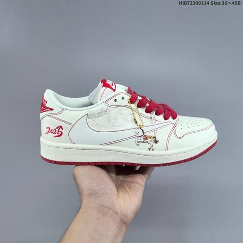 Nike Air Jordan 1 Low White Varsity Red 36 45 Casual - Unisex (BS-66973)