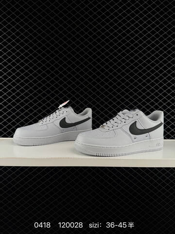 Nike Air Force 1 07 Wolf Grey With Black Swoosh EU 36-45 Half Sizes Available Lifestyle - Unisex (BS-72029)