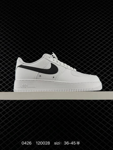Nike Air Force 1 07 White With Black Swoosh EU 36-45 Half Sizes Available Lifestyle - Unisex (BS-71861)