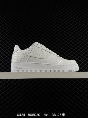 Nike Air Force 1 Low Triple Black Triple White With Heart Jacquard Pattern EU 36-45 With Half Sizes Lifestyle - Unisex (BS-71901)