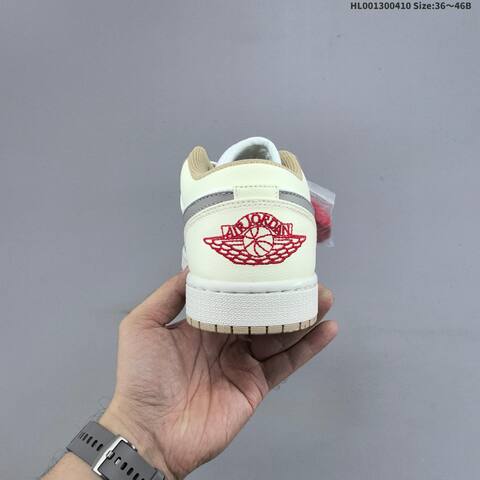 Jordan Air Jordan 1 Low Sail Grey White Red 36 46 Casual - Unisex (BS-66257)
