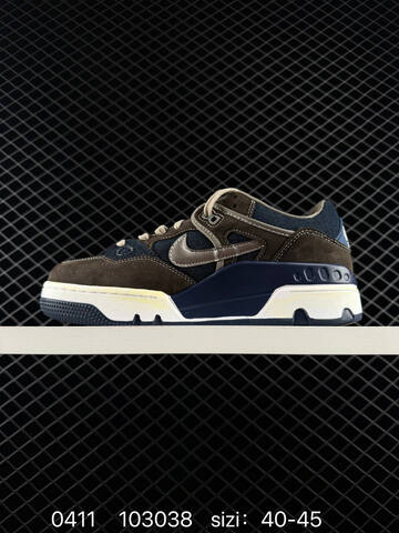 Nike Air Force 3 Low Dark Brown Suede Navy Denim Metallic Silver Swoosh Off-white Aged Midsole Navy Outsole EU 40-45 Lifestyle - Men's (BS-72175)