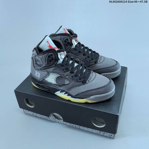 Jordan Off-White x Air Jordan 5 Retro SP Black Gray Blue With Red Accents EU 40-47 5 Basketball - Men's (BS-66976)