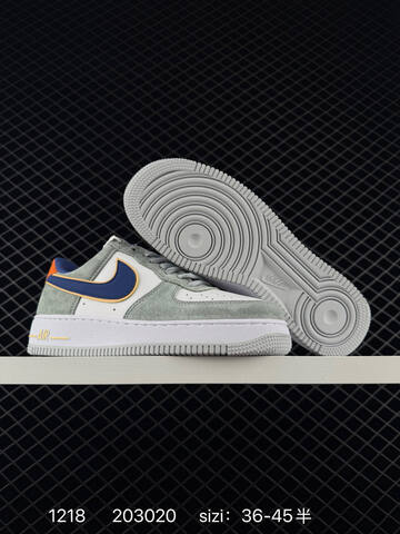 Nike Air Force 1 07 Low Multi-color Suede With Tan Grey Blue And Sage White Navy Orange EU 36-45 5 Lifestyle - Unisex (BS-73624)