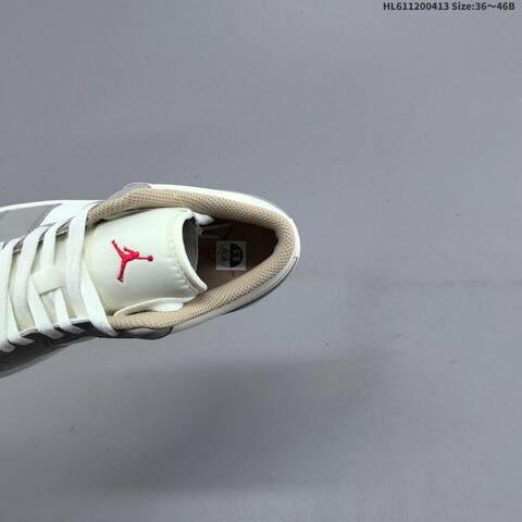 Jordan Air Jordan 1 Low Sail Grey White Red 36 46B Casual - Women's (BS-66205)
