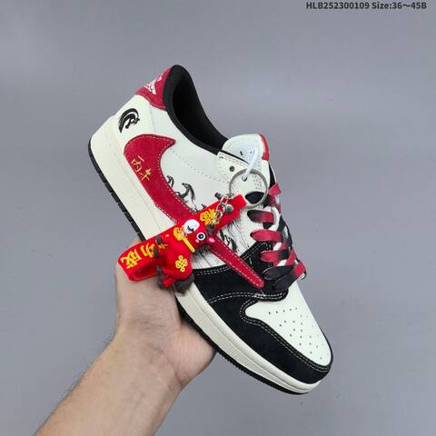 Nike Air Jordan 1 White Black Red 36 45B Basketball - Women's (BS-67035)