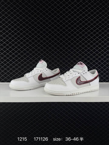 Nike SB Dunk Low Pro White Light Gray With Burgundy Swoosh And Pink Accents 36-46 5 Skate - Unisex (BS-73689)