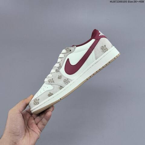 Jordan Air Jordan 1 Low x Travis Scott Sail Burgundy EU 36-45 Casual - Unisex (BS-67089)