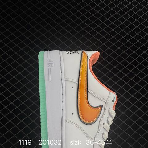 Nike Air Force 1 07 White Orange With Mint Green Sole And Coral Lining 36-45 Lifestyle - Unisex (BS-74130)
