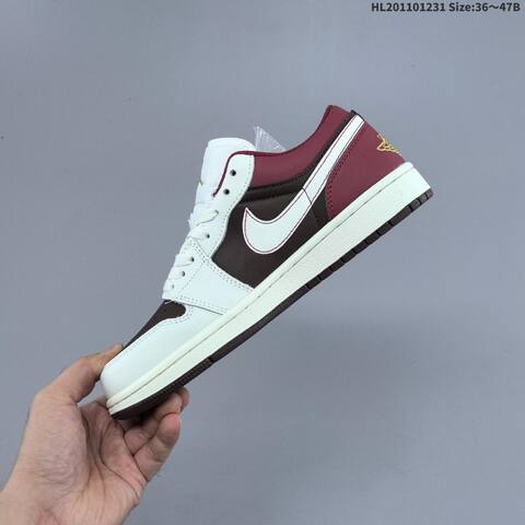 Jordan Air Jordan 1 Low White Brown Burgundy Gold EU 36-47 Lifestyle - Unisex (BS-67156)