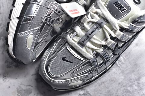 Nike P-6000 Metallic Silver Off White Black Running Shoe BS-59686